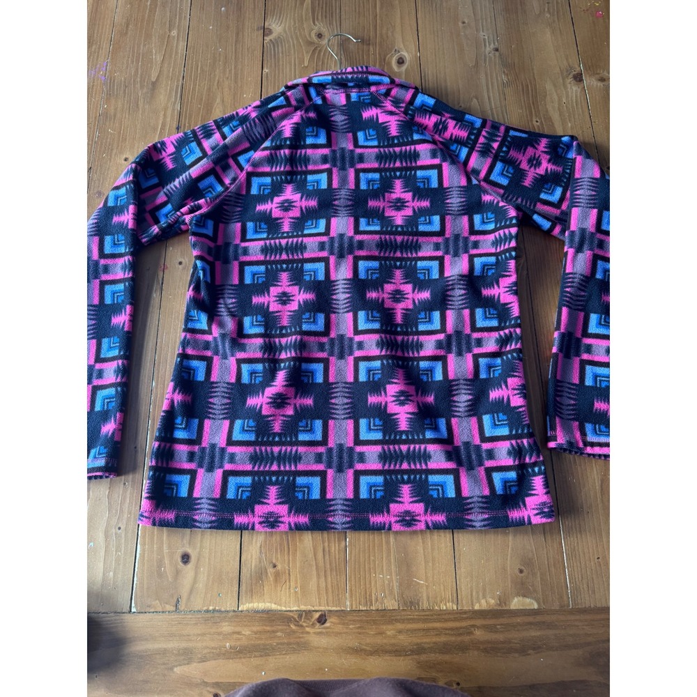 Eddie Bauer‎ Womens Fleece Pullover Aztec Geometric Print Long Sleeve Size S
